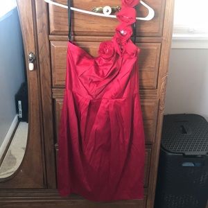 Bisou Bisou one shoulder red dress